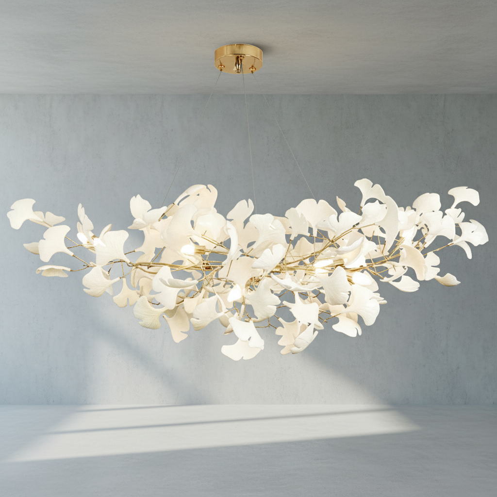 Luster Gaze Ginkgo Bloom Ceramic Chandelier - Background Shot