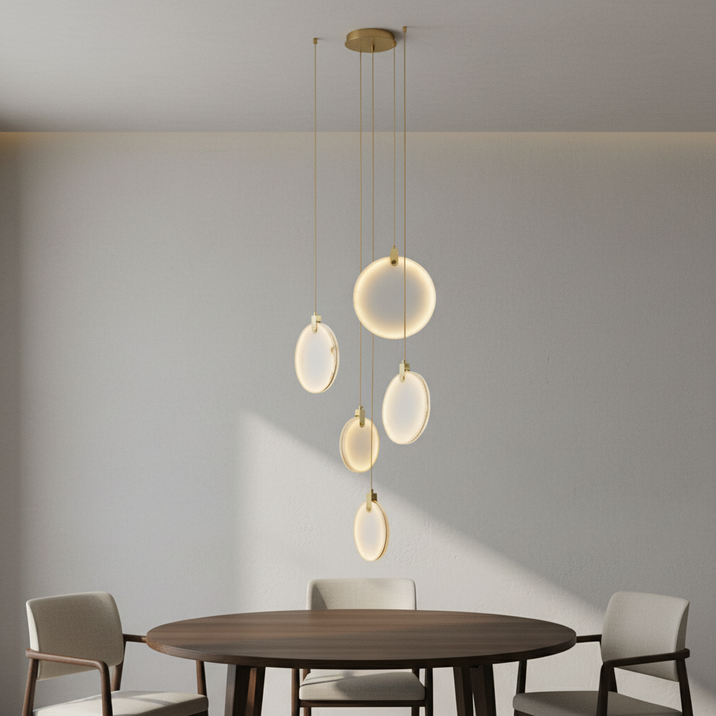 Luster Gaze Veridian Cuboid Alabaster Chandelier - Background Shot