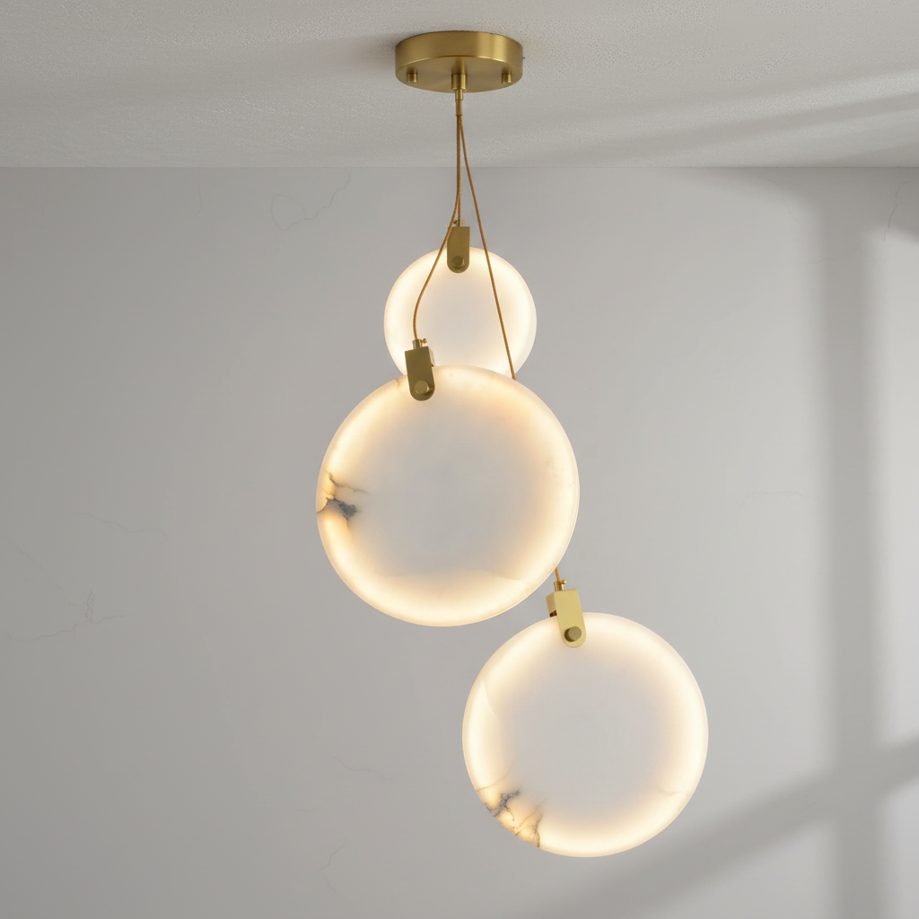 Luster Gaze Veridian Cuboid Alabaster Chandelier - Background Shot