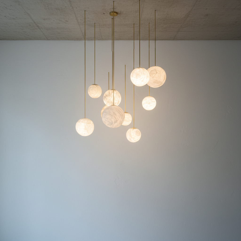 Luster Gaze Celestial Alabaster Sphere Multi-Pendant Chandelier - Background Shot