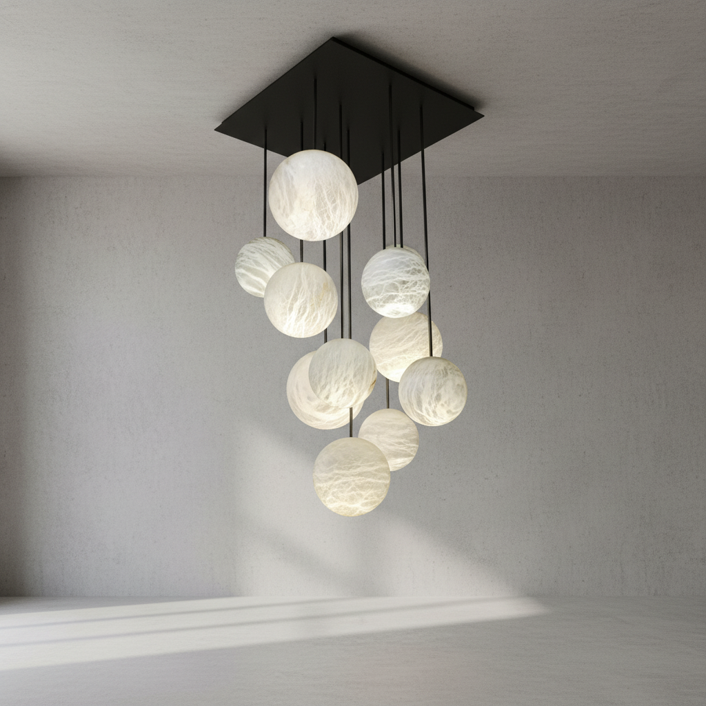 Luster Gaze Celestial Alabaster Sphere Multi-Pendant Chandelier - Background Shot