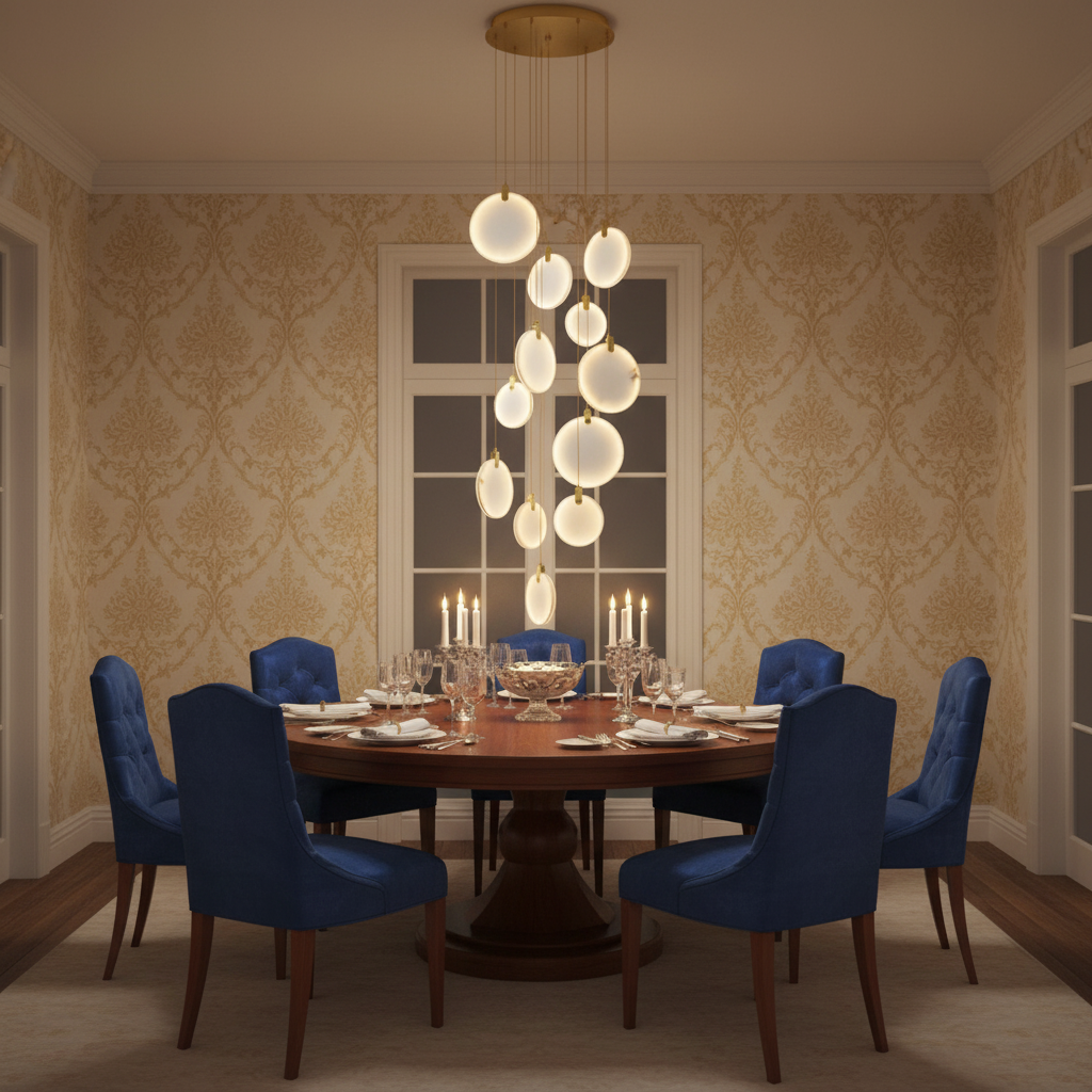 Luster Gaze Veridian Cuboid Alabaster Chandelier - formal American dining room