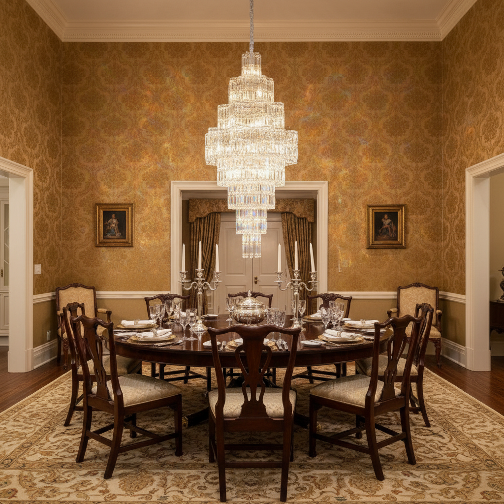 Luster Gaze Grand Plaza Multi-Tier Crystal Chandelier - formal American dining room