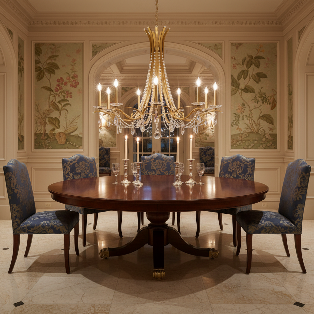 Luster Gaze Veridian Bloom Round Chandelier - formal American dining room