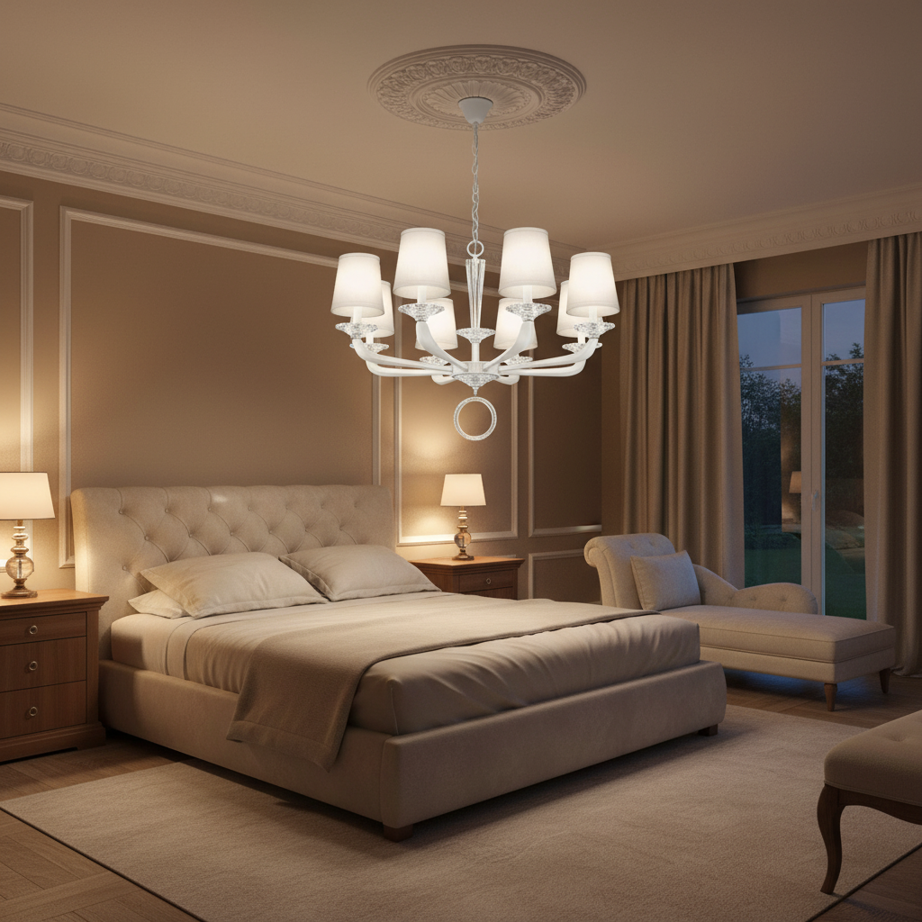 Luster Gaze Grand Lumina Cast Arm Chandelier - luxurious American master suite