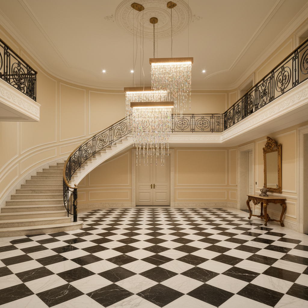 Luster Gaze Radiant Cascade Tassel Chandelier - grand American estate foyer