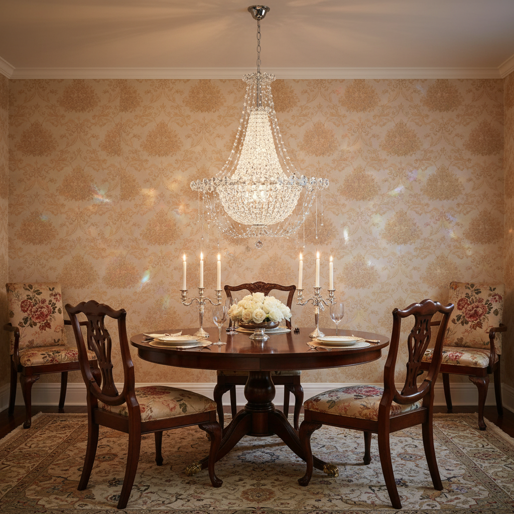 Luster Gaze Radiant Cascade Crystal Chandelier - formal American dining room
