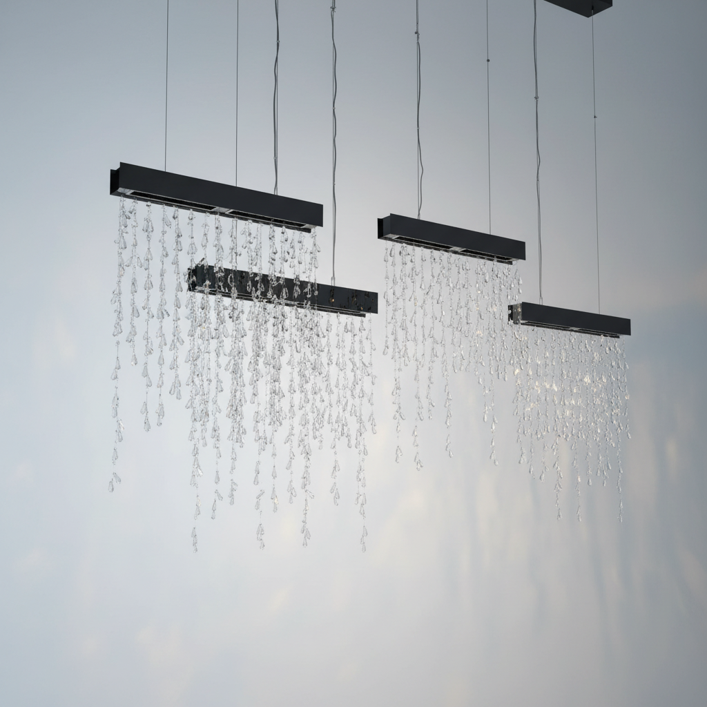 Luster Gaze Modern Waterfall Tassel Crystal Chandelier for Dining & Kitchen - Studio Shot