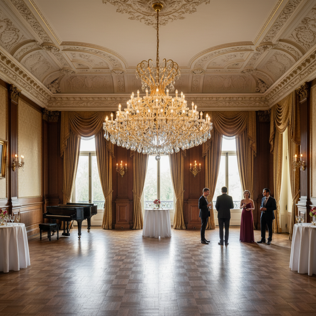 Luster Gaze Grand Empire Crystal Candle Branch Chandelier - American ballroom or formal entertaining space