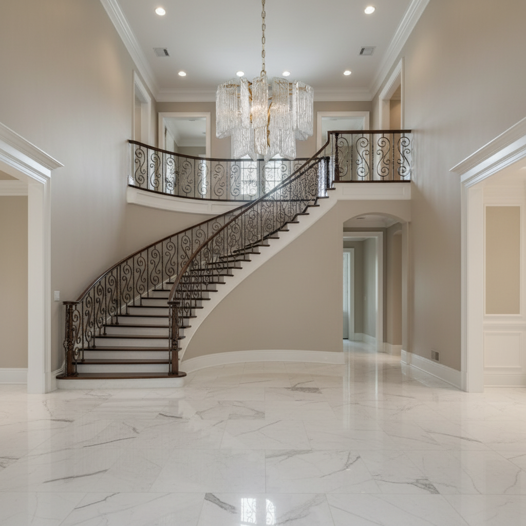 Luster Gaze Regal Radiance Tiered Chandelier - grand American foyer with soaring ceiling
