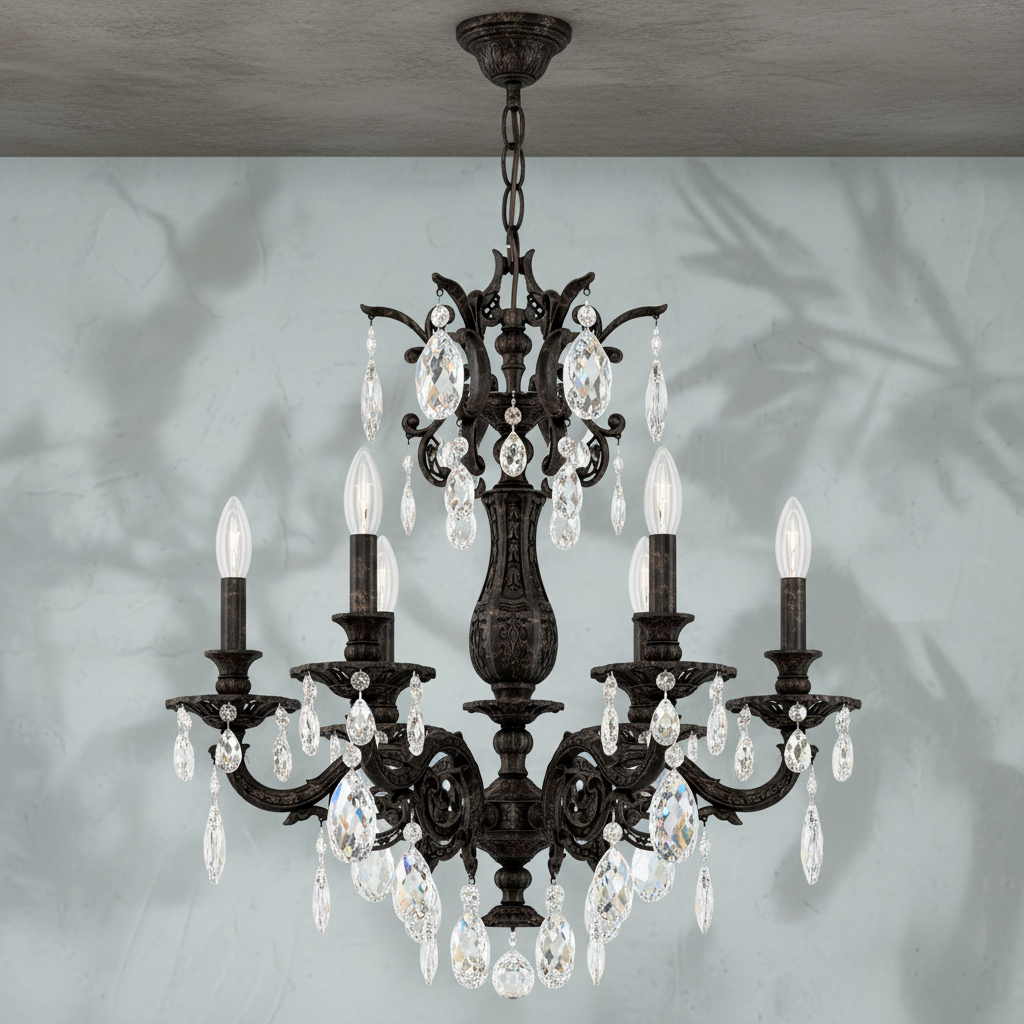 Luster Gaze Regal Grandeur 6-Light Chandelier 24" - Background Shot
