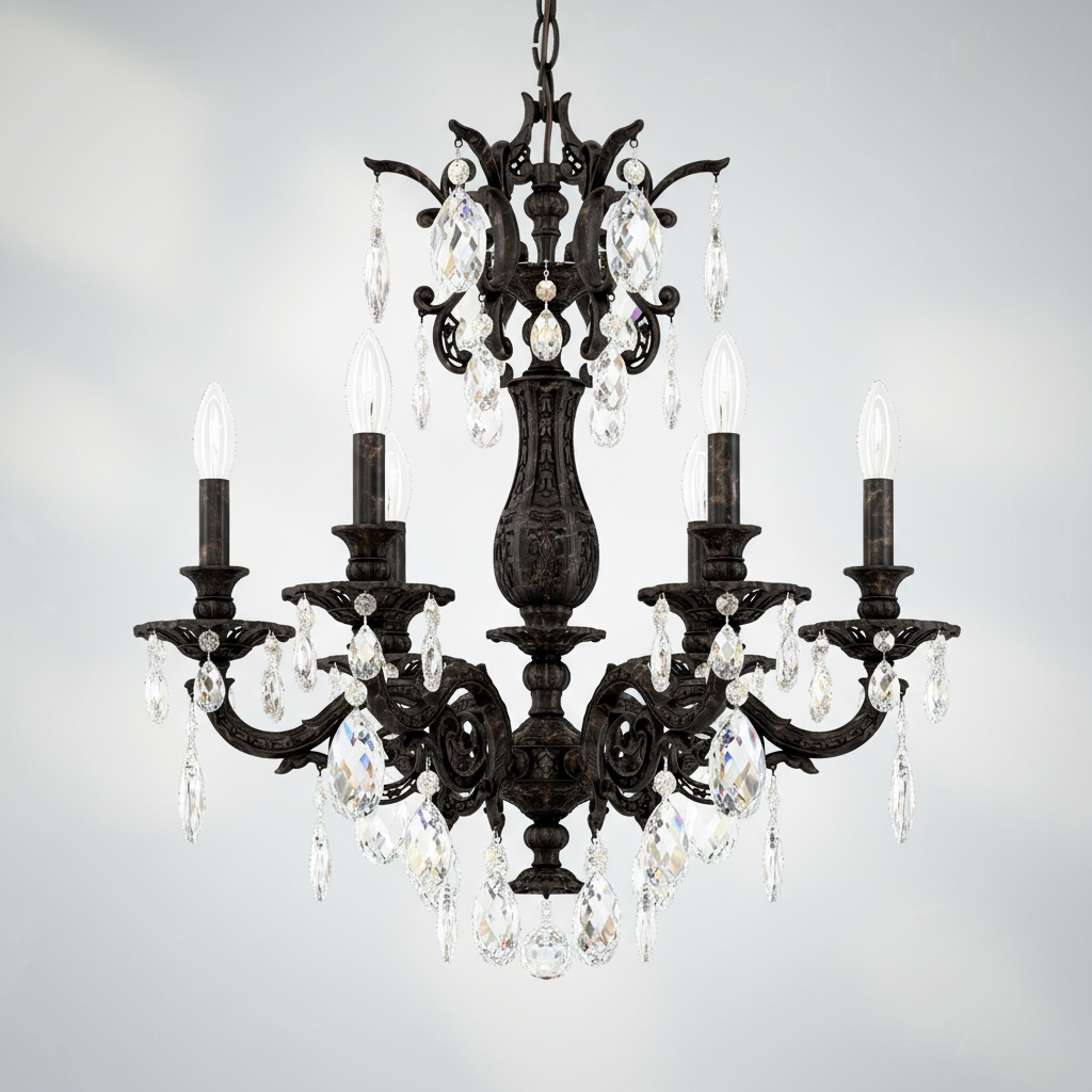 Luster Gaze Regal Grandeur 6-Light Chandelier 24" - Background Shot