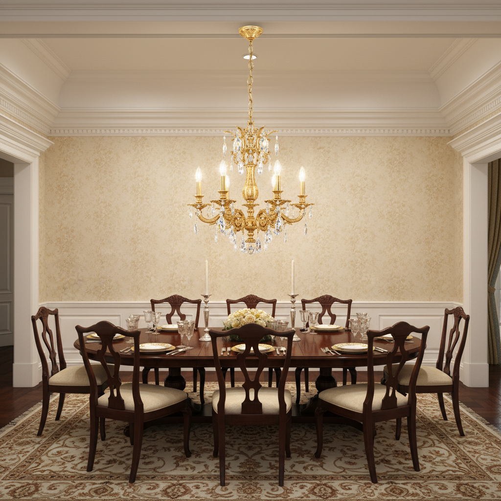 Luster Gaze Regal Grandeur 6-Light Chandelier 24" - formal American dining room