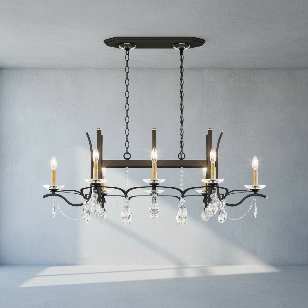 Luster Gaze Veridian Bloom Long Chandelier - Background Shot