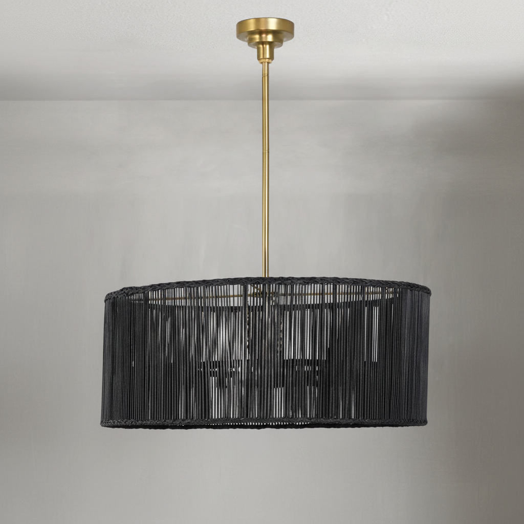 Luster Gaze Ebony Rattan Grand Tiered Chandelier - Background Shot