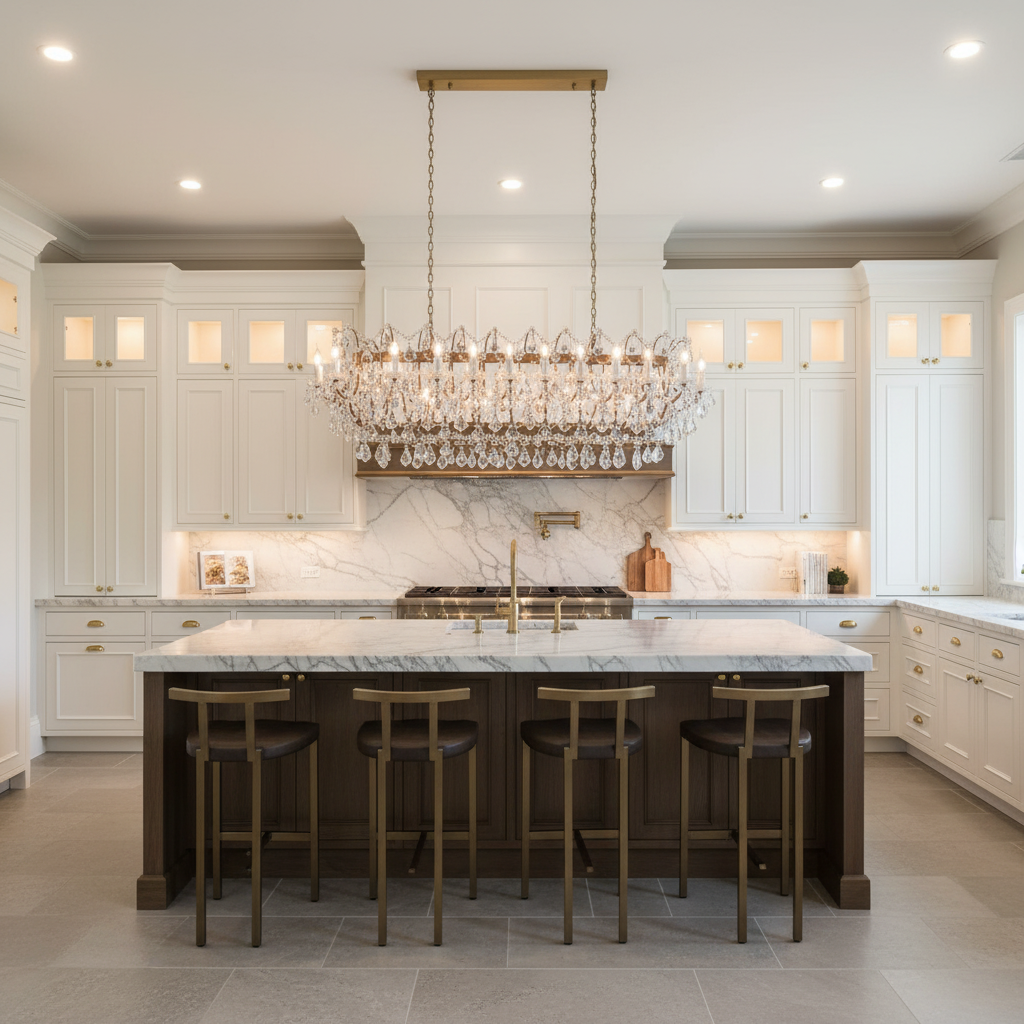 Luster Gaze Regal Grandeur Rectangular Chandelier - upscale American kitchen
