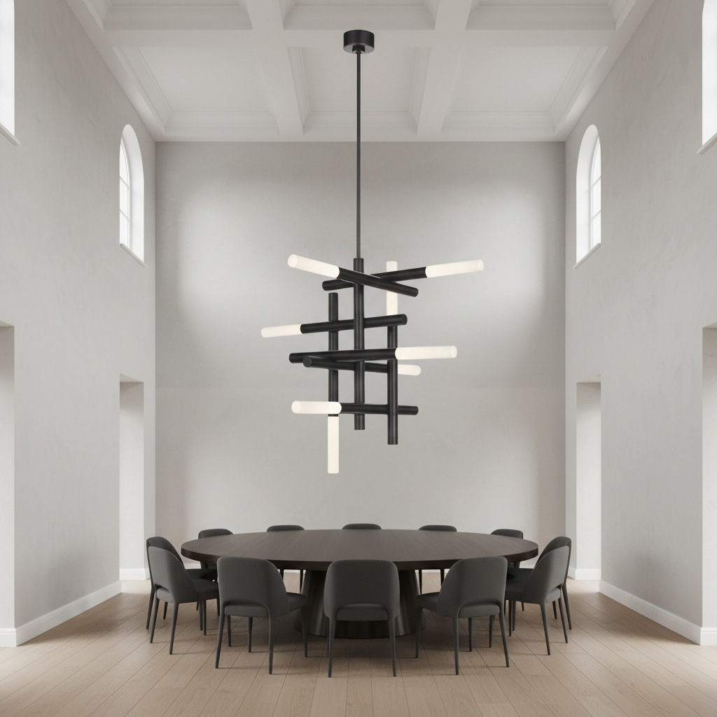 Luster Gaze Geometric Horizon Brass Chandelier - Background Shot