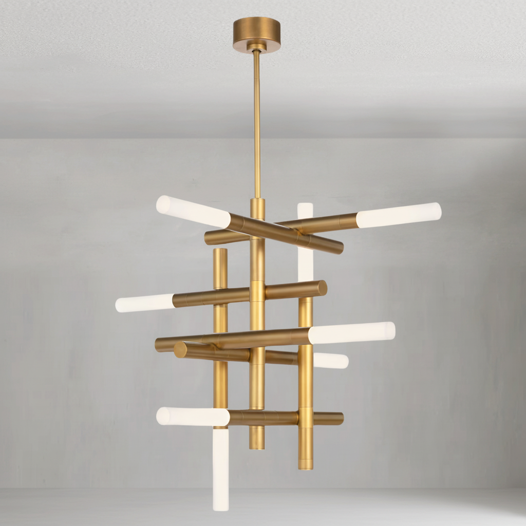 Luster Gaze Geometric Horizon Brass Chandelier - Background Shot