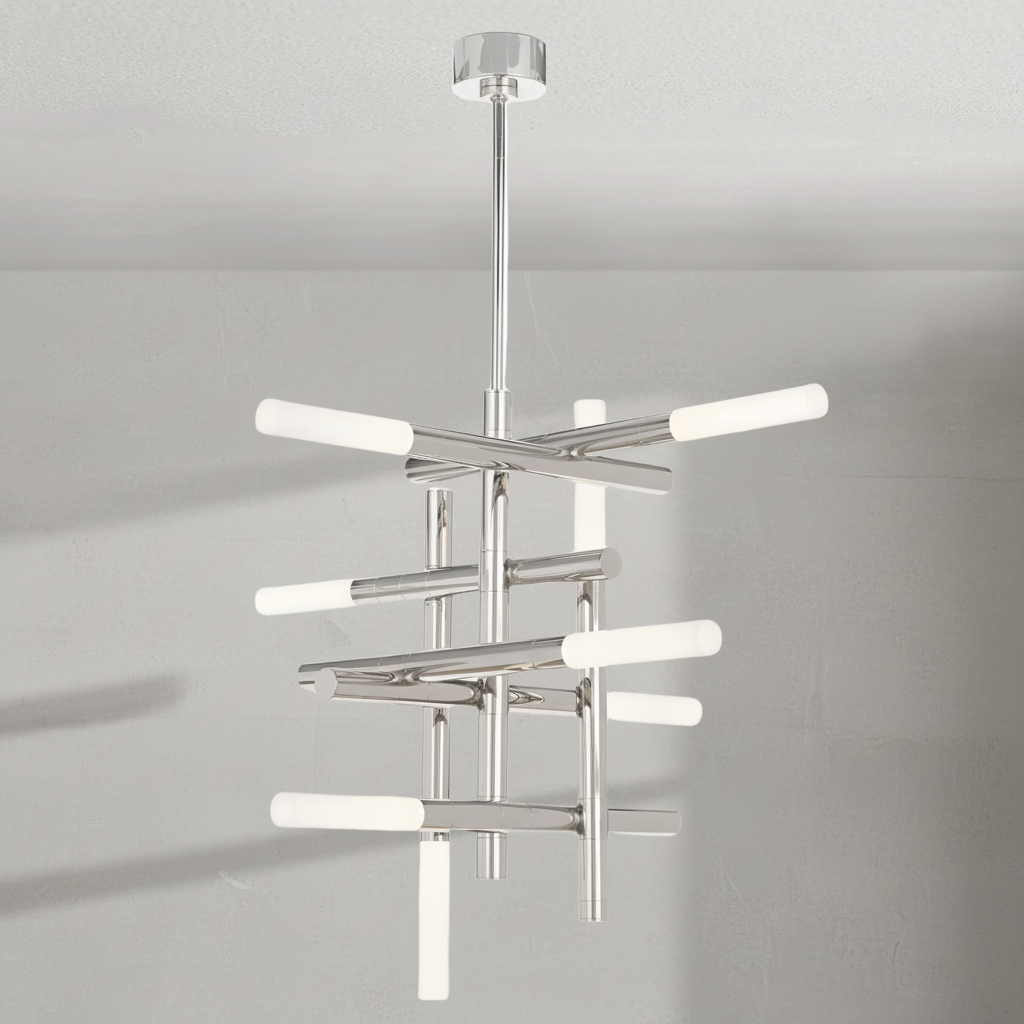 Luster Gaze Geometric Horizon Brass Chandelier - Background Shot