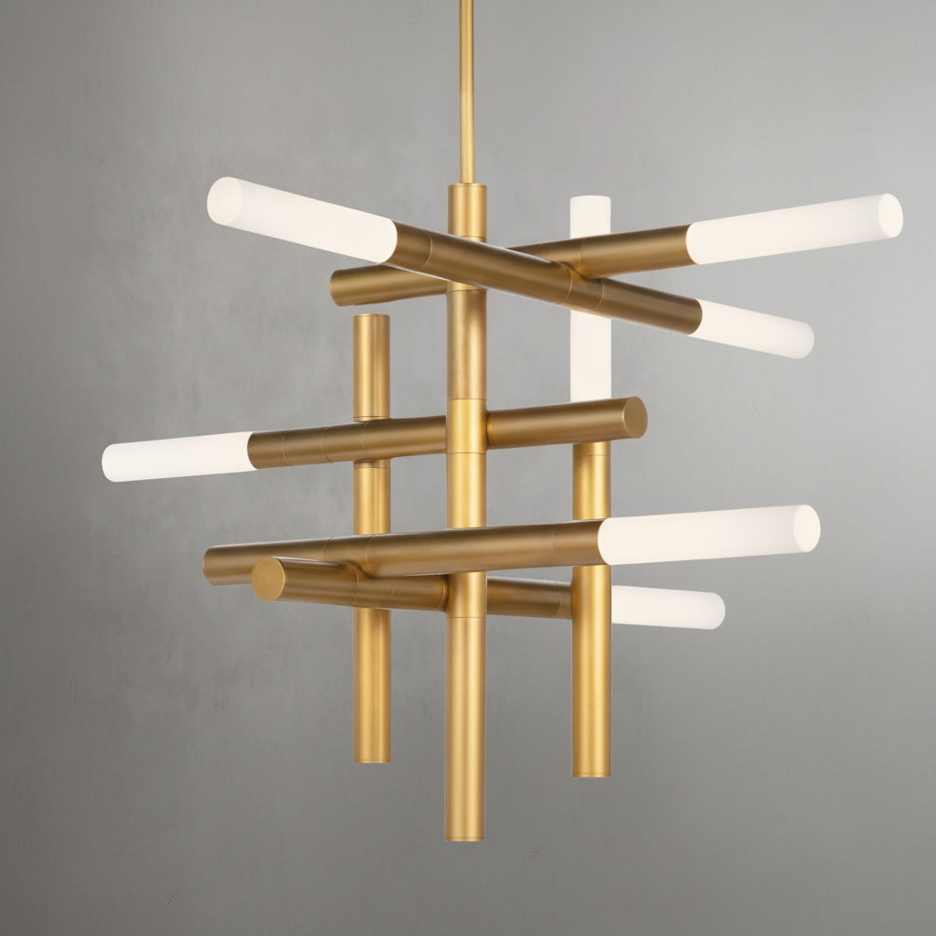 Luster Gaze Geometric Horizon Brass Chandelier - Background Shot