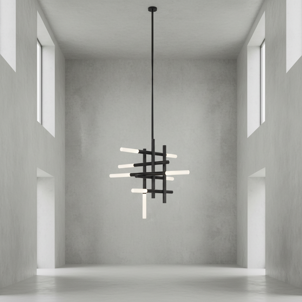 Luster Gaze Geometric Horizon Brass Chandelier - Background Shot
