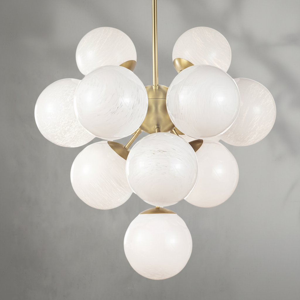 Luster Gaze Aura Swirl Glass Grand Chandelier - Background Shot