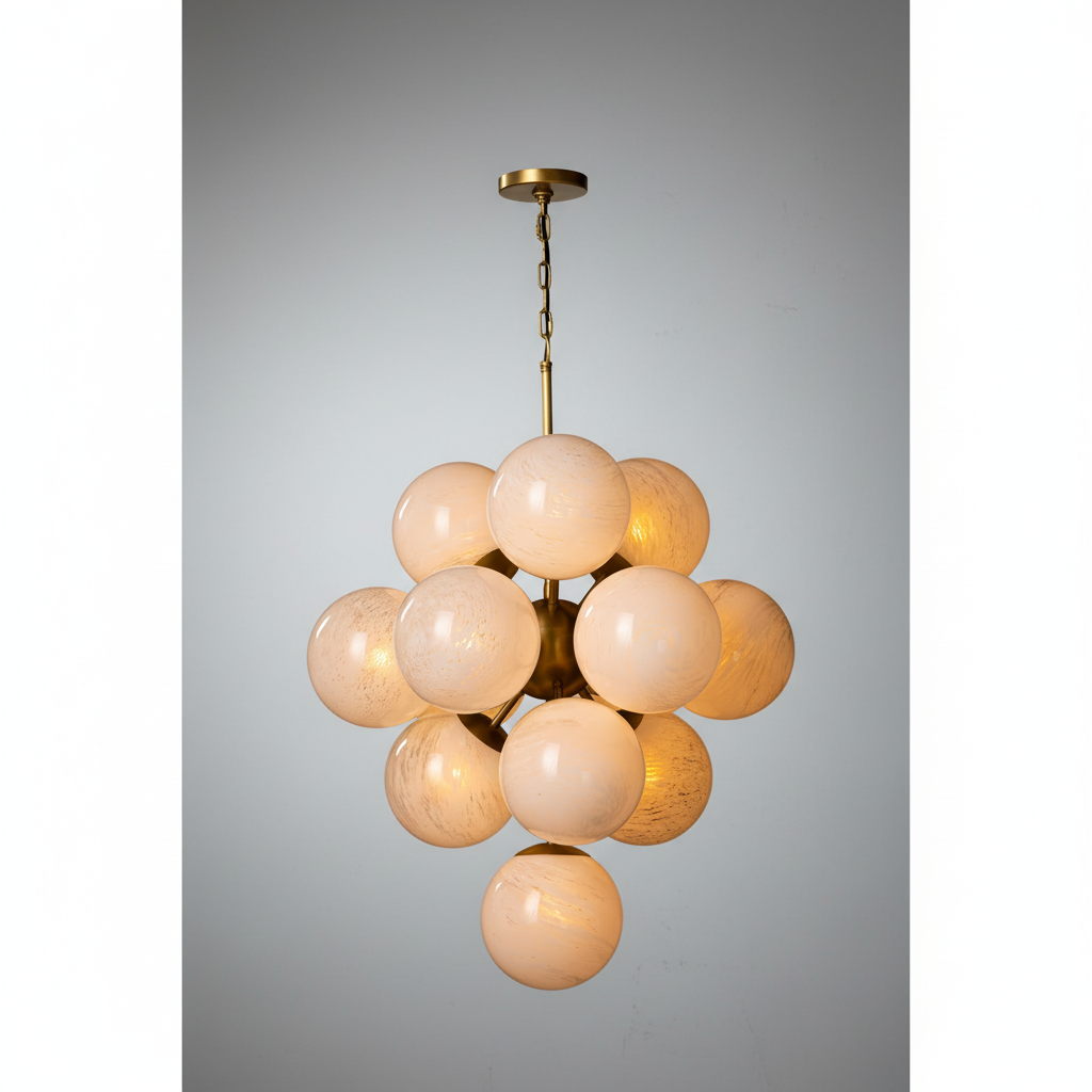 Luster Gaze Aura Swirl Glass Grand Chandelier - Background Shot