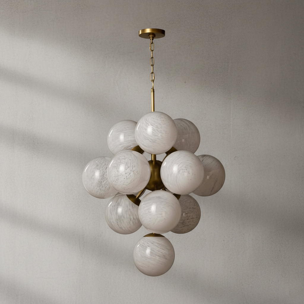 Luster Gaze Aura Swirl Glass Grand Chandelier - Background Shot