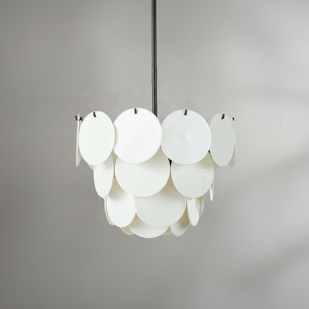 Luster Gaze Aura Cascade White Glass Chandelier - Background Shot