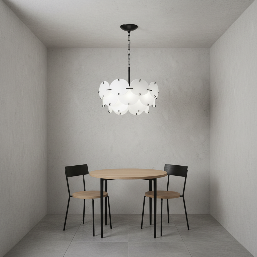 Luster Gaze Aura Cascade White Glass Chandelier - Background Shot