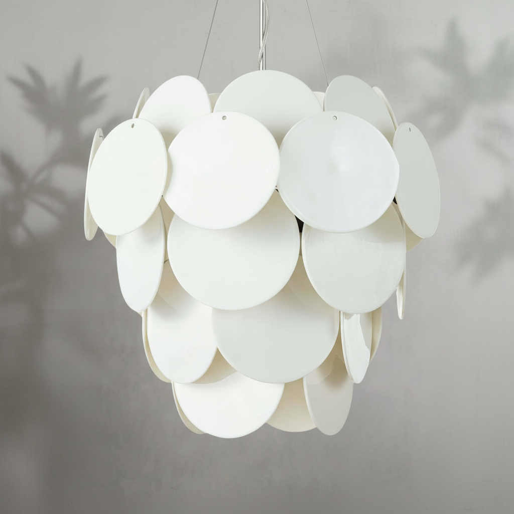 Luster Gaze Aura Cascade White Glass Chandelier - Background Shot