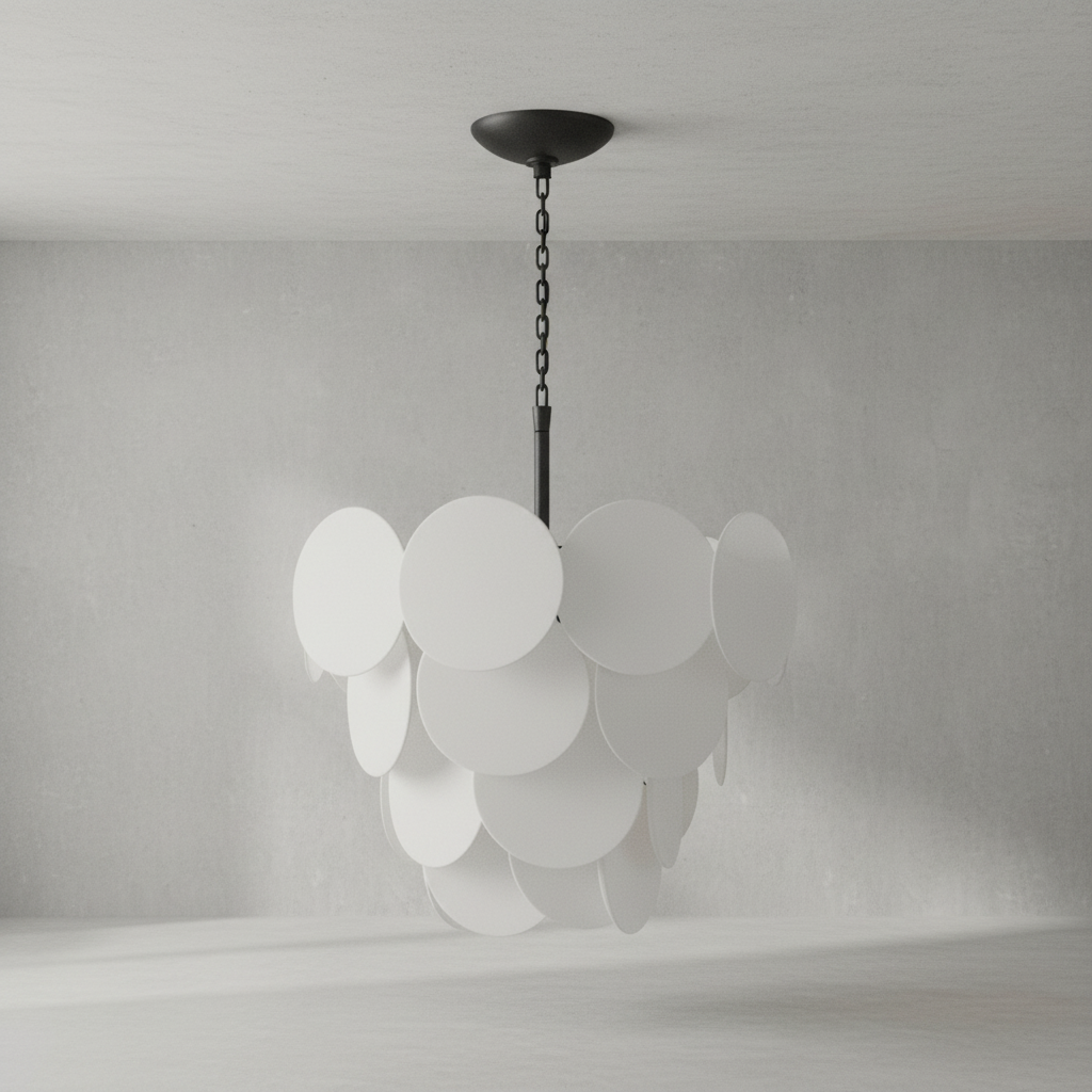Luster Gaze Aura Cascade White Glass Chandelier - Background Shot
