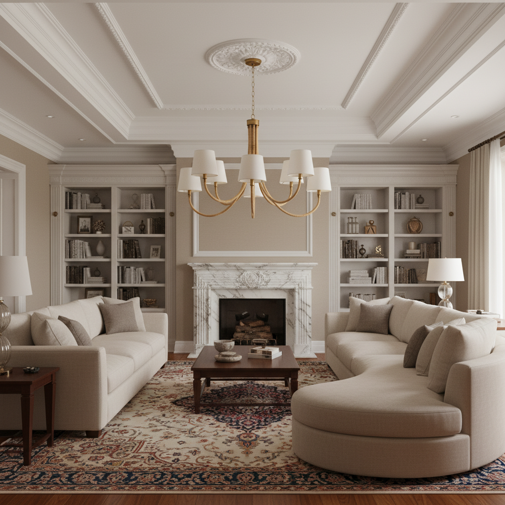 Luster Gaze Coastal Weave 8-Light Chandelier - luxurious American living room with tray ceiling