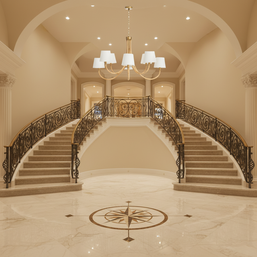 Luster Gaze Coastal Weave 8-Light Chandelier - grand American foyer with two-story ceiling