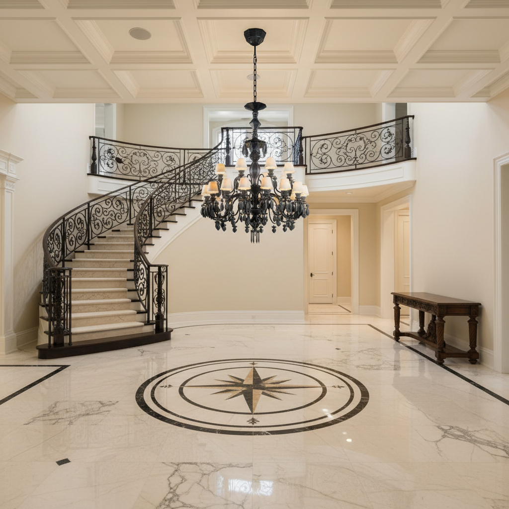 Luster Gaze Midnight Bloom 24-Light Chandelier - grand American foyer with two-story ceiling