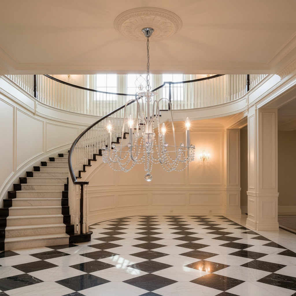 Luster Gaze Radiant Prism Crystal Chandelier - grand American estate foyer