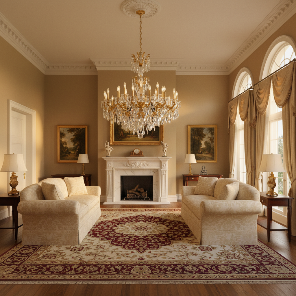 Luster Gaze  La Scala Chandelier 46" - American formal living room with 12-foot ceilings