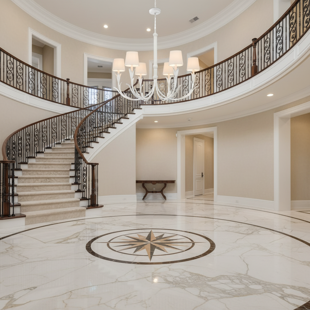 Luster Gaze Verdant Spire 6-Light Chandelier - grand American foyer with two-story ceiling