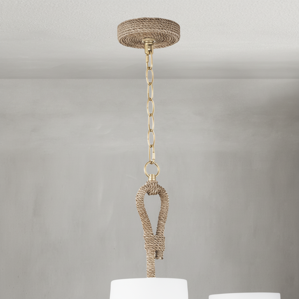 Luster Gaze Seagrass Weave 9-Light Chandelier - Background Shot