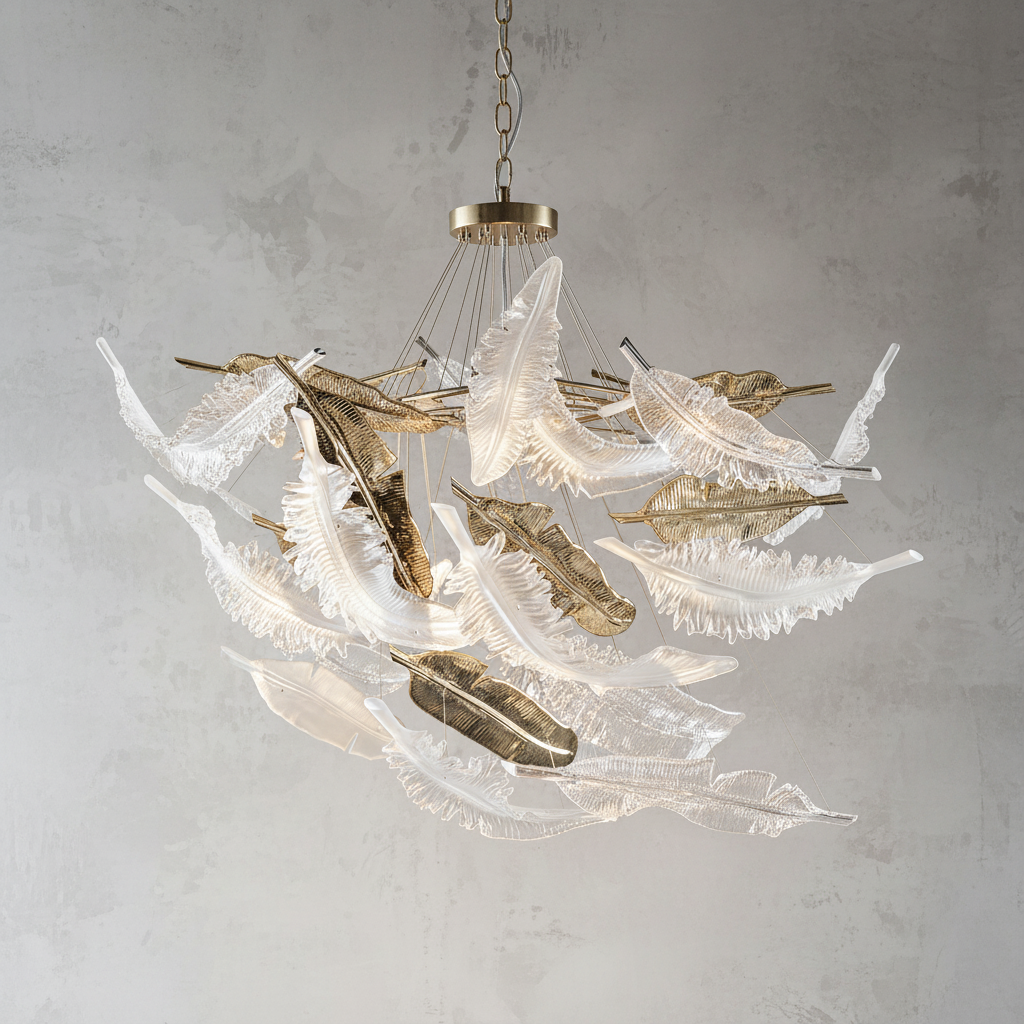 Luster Gaze Ethereal Plume Glass Chandelier - Background Shot