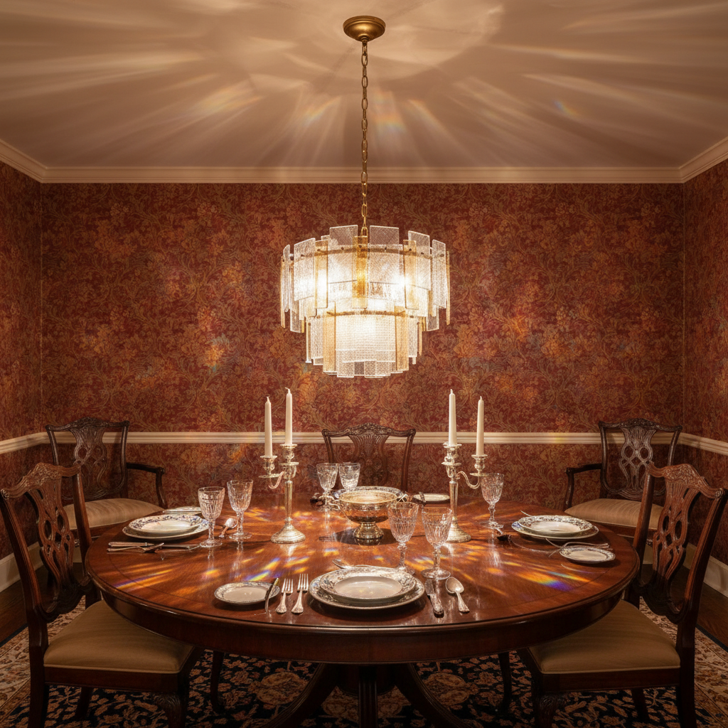 Luster Gaze Cassiano Structure Glass Chandelier - formal American dining room
