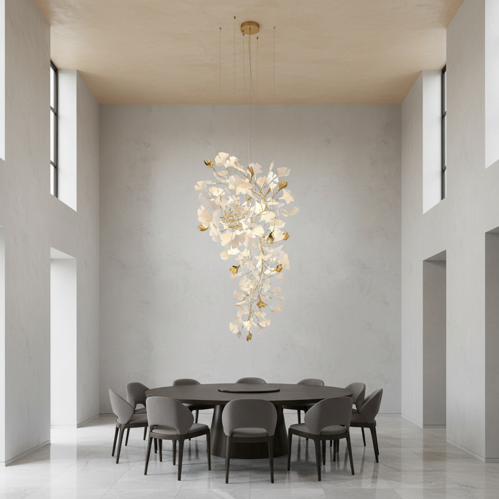 Luster Gaze Ginkgo Branch Linear Chandelier - Background Shot