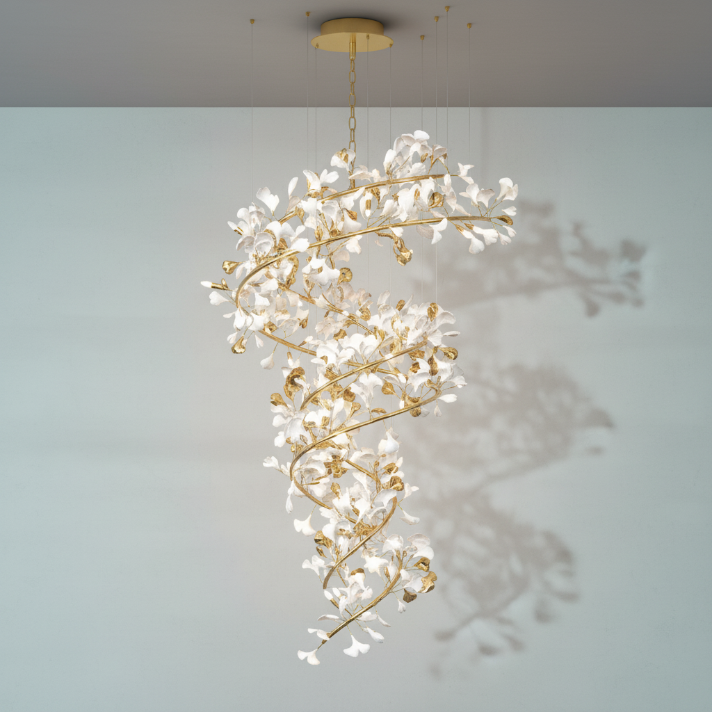 Luster Gaze Ginkgo Branch Linear Chandelier - Background Shot
