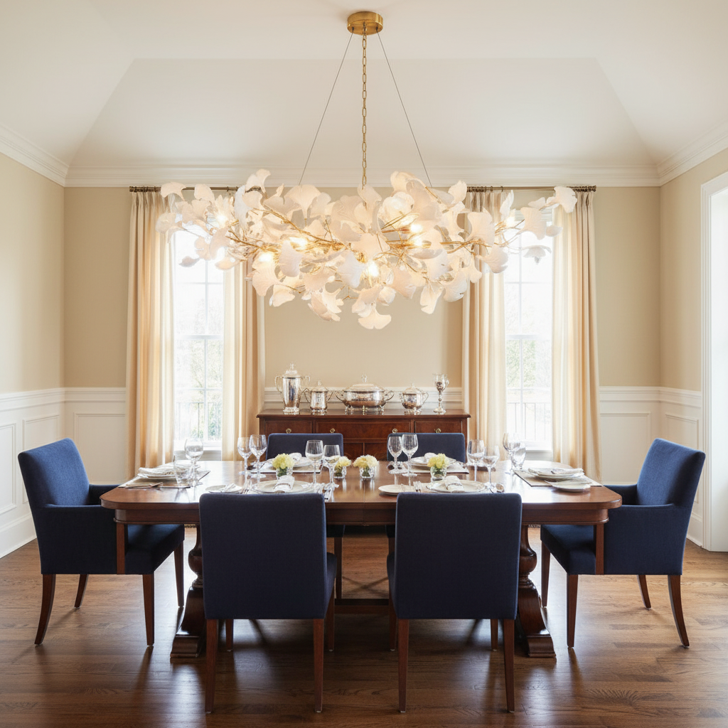 Luster Gaze Ginkgo Branch Linear Chandelier - American transitional dining room