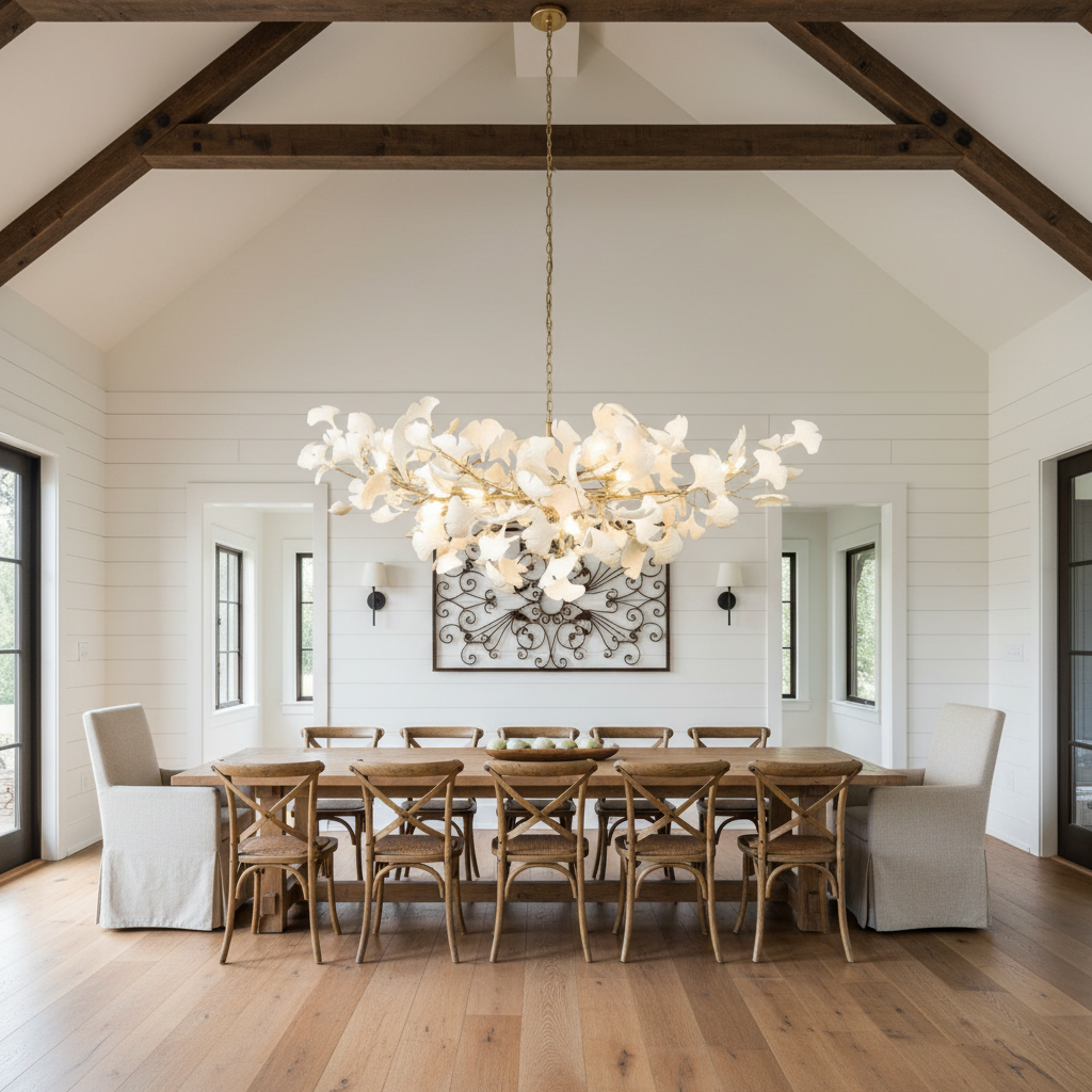 Luster Gaze Ginkgo Branch Linear Chandelier - modern American farmhouse dining room
