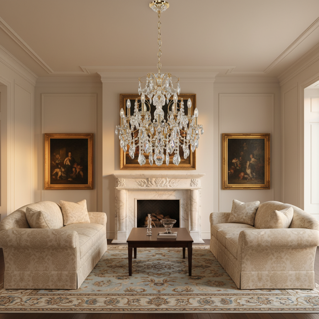 Luster Gaze  Coinora Century Chandelier 30" - American formal living room with 12-foot ceilings