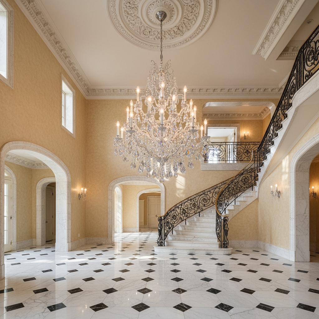 Luster Gaze Regal Grandeur Crystal Chandelier 40" - grand American estate foyer