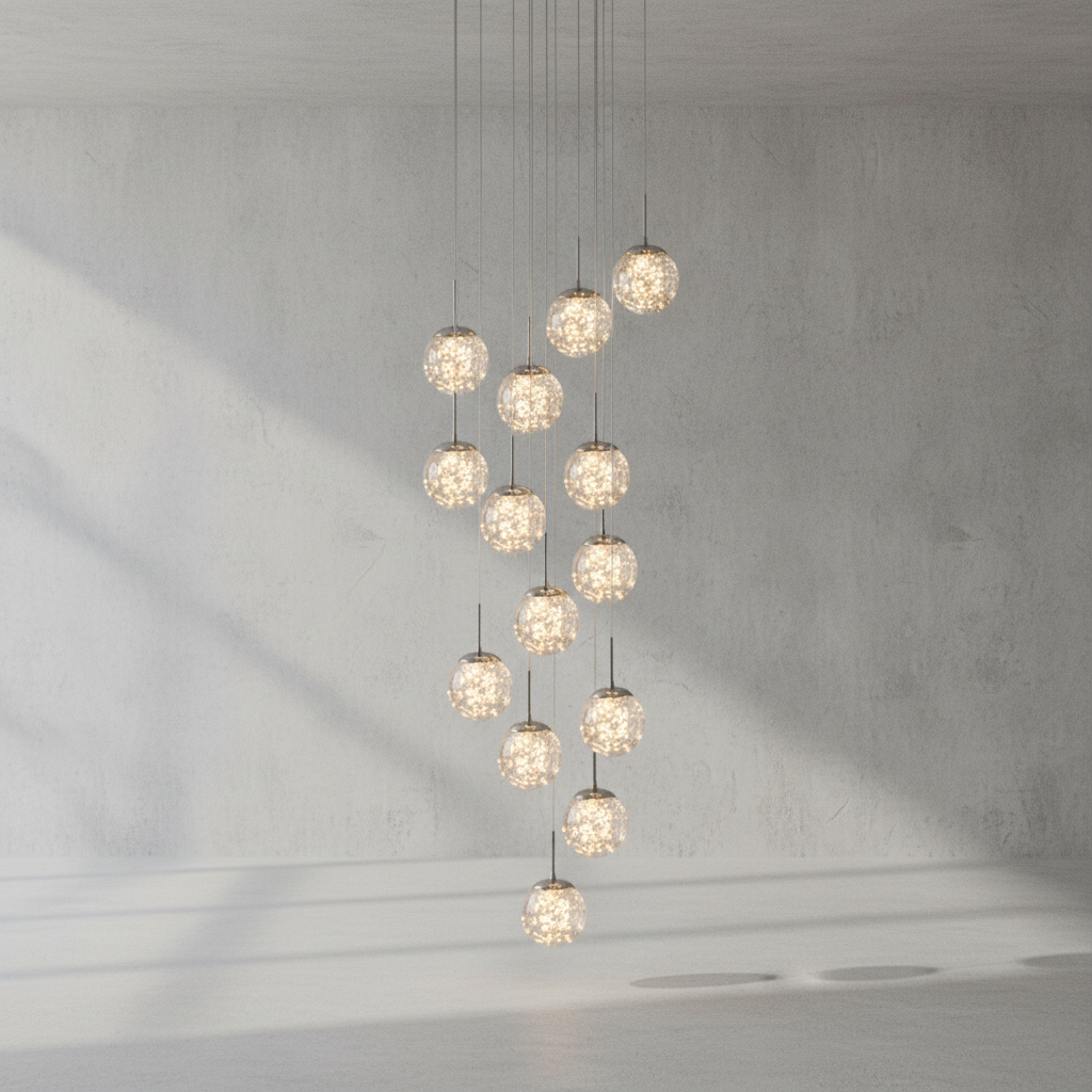Luster Gaze Celestial Orb Glass Globe Chandelier - Background Shot