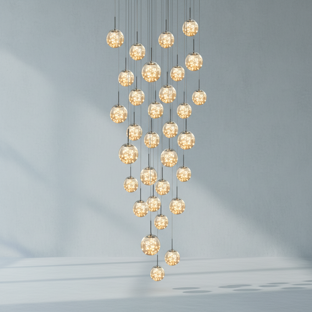 Luster Gaze Celestial Orb Glass Globe Chandelier - Background Shot