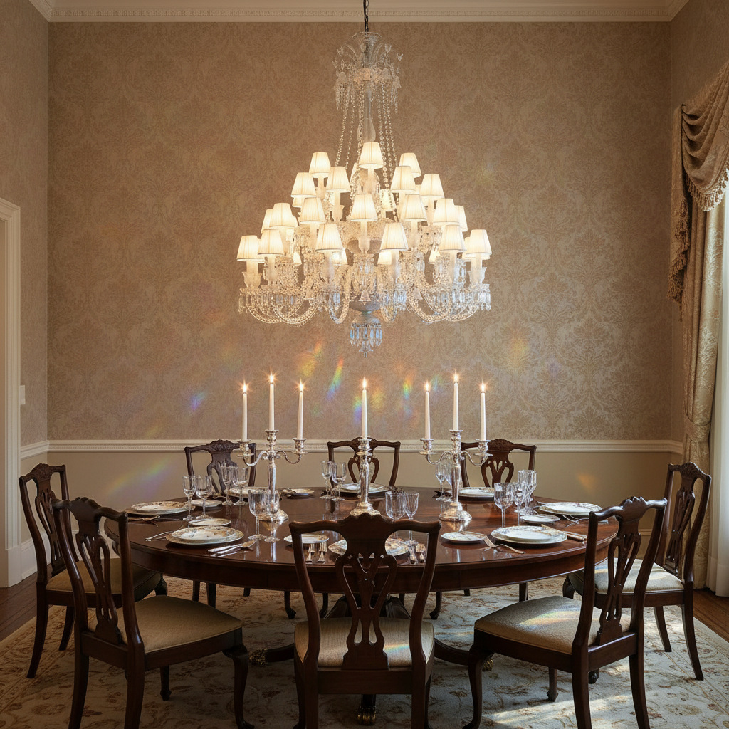 Luster Gaze Large Light Luxury Classic Tiered Crystal Candle shaded Chandelier for High-ceiling Rooms/Living Room - formal American dining room